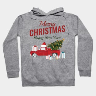 Happy new year Vintage Wagon Christmas Tree on Car Xmas Vacation Hoodie